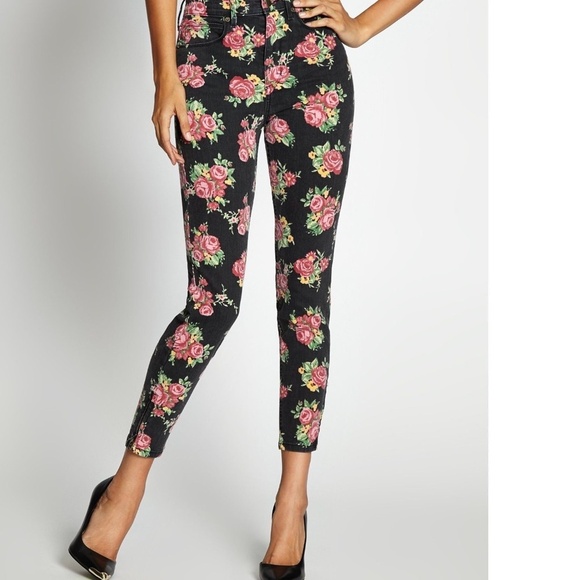 WOMEN GUESS JEANS 1981 3 ZIP CROP FLORAL - Picture 4 of 8